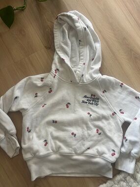 Kid’s Abercrombie & Fitch White Hoodie with Red Cherry Print